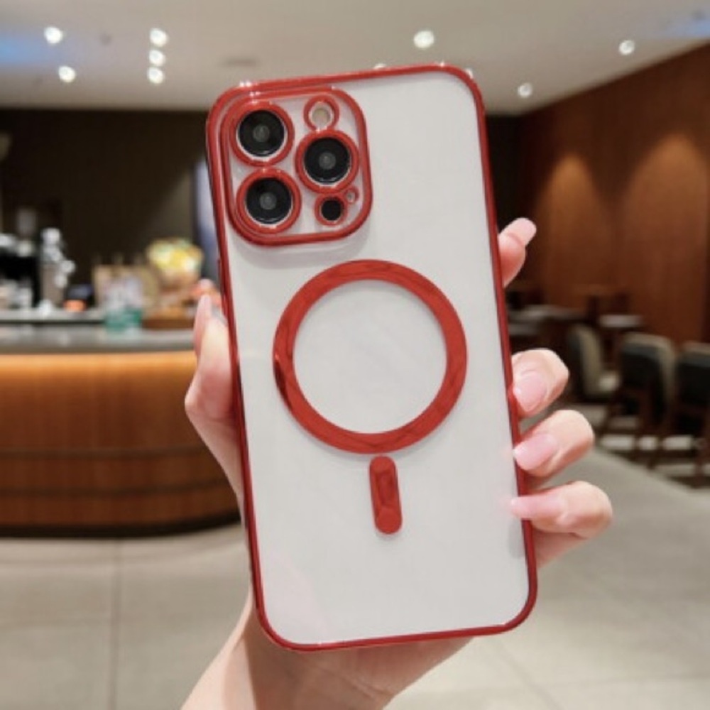 Red and clear iPhone Case for 14 plus - Picture 2 of 3